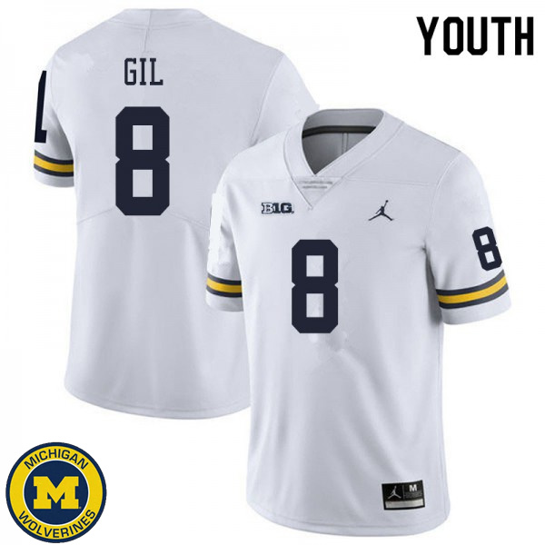 Youth Michigan Wolverines #8 Devin Gil White University Jersey